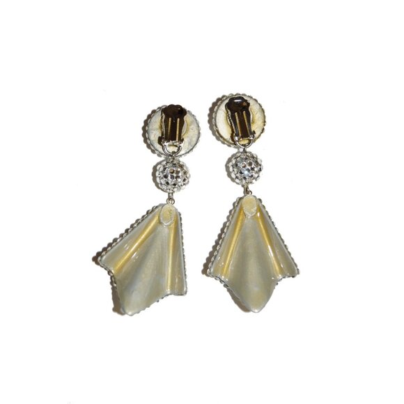 STUNNING VINTAGE RARE 1980s RICHARD KERR RHINESTONE DROP CLIP ON EARRINGS - Picture 3 of 8
